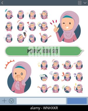 Un jeu de fille avec exprime diverses émotions sur l'écran SNS.Il existe des variations d'émotions telles que la joie et la tristesse.C'est vectoriel, il est donc facile Illustration de Vecteur