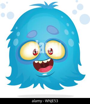 Vector cartoon Halloween monstre. Vol furry Blue Monster avec de grands yeux. Icône vecteur Blue Monster Illustration de Vecteur