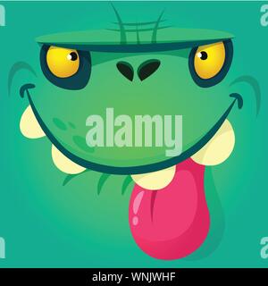 Zombie Cartoon face. Halloween monster Vector Illustration de Vecteur