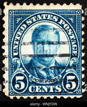 États-unis D'AMÉRIQUE - circa 1923 : timbre imprimé aux États-Unis d'Amérique montre Theodore Roosevelt, 26e président des USA 1901-1909, cria Banque D'Images