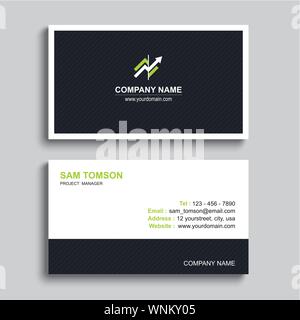 Carte d'affaires minimal de conception de modèle d'impression. La couleur noire et la mise en page simple et propre. Illustration de Vecteur