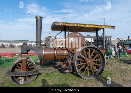 Blandford Dorset.forum.Royaume-Uni.24 août 2019.Un rouleau à vapeur est exposée à la grande foire de la vapeur de Dorset. Banque D'Images