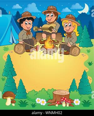 Thème libre 3 enfants scouts Illustration de Vecteur