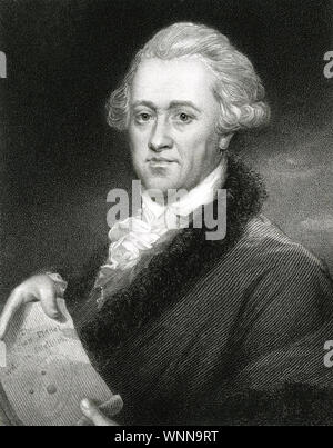 WILLIAM HERSCHEL (1738-1822) astronome britannique d'origine allemande avec le graphique d'Uranus Banque D'Images