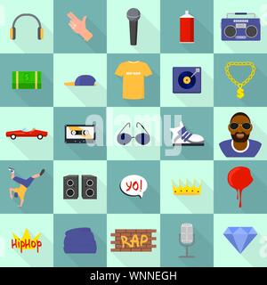 Hiphop style icons set, télévision Illustration de Vecteur