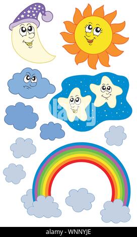 Lune et Soleil collection météo Illustration de Vecteur