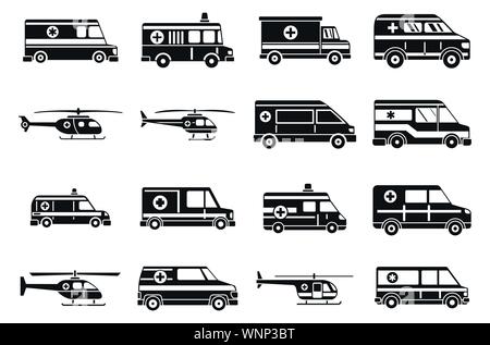 Ambulance ville icons set. Simple jeu d'ambulance ville vector icons pour le web design sur fond blanc Illustration de Vecteur