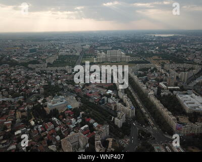 La ville de Bucarest Roumanie sites drone Banque D'Images