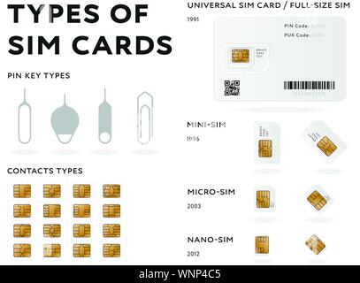 Types de cartes SIM. Illustration vecteur de couleur. Icône. Illustration de Vecteur
