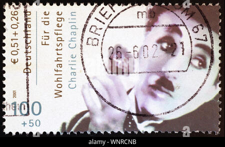 Portrait de Charlot sur timbre allemand Banque D'Images