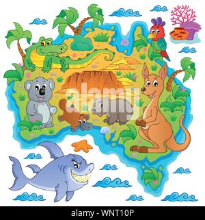 Thème de la carte australienne de droit 3 Illustration de Vecteur