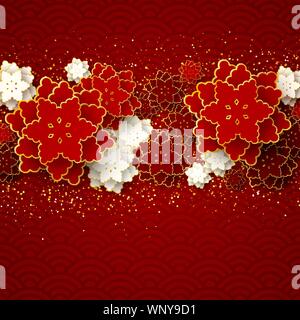 Joyeux Nouvel An chinois 2020 carte de vœux rouge Illustration de Vecteur