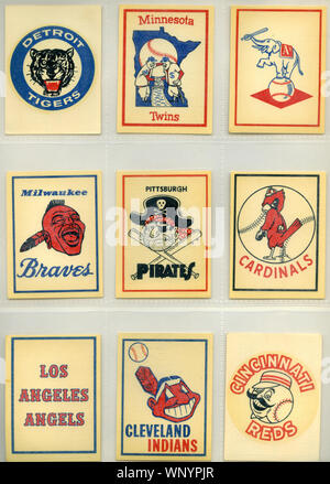 L'équipe de la Ligue Majeure de Baseball Vintage autocollants logo circa 1960. Banque D'Images