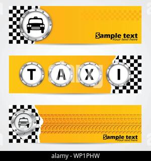 Cool taxi company banner set avec éléments métalliques Illustration de Vecteur