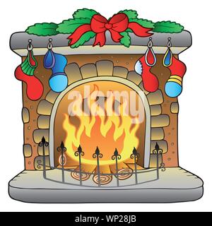Dessin animé de Noël cheminée Illustration de Vecteur