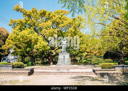 Tokushima, Shikoku, JAPON - 18 Avril 2019 : Statue de Hachisuka Iemasa Tokushima à Central Park Banque D'Images