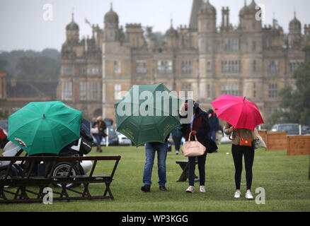 Stamford, Lincolnshire, Royaume-Uni. 06 Sep, 2019. Fortes pluies à la Land Rover Burghley Horse Trials, Stamford, Lincolnshire, le 6 septembre 2019. Crédit : Paul Marriott/Alamy Live News Banque D'Images