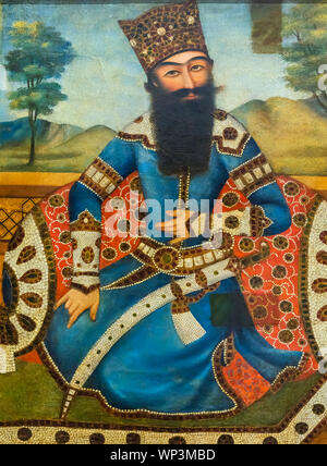 Portrait de Fath-Ali Shah Qajar (1772-1834), Musée des beaux-arts, Palais de Saadabad, Téhéran, Iran Banque D'Images