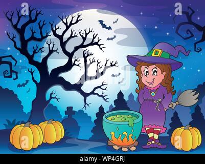 Paysage avec personnage Halloween 3 Illustration de Vecteur