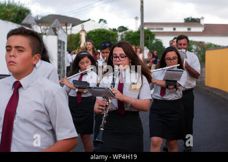 Procession catholique de Saint Vincent Ferreira - Ponta Delgada, Açores Banque D'Images