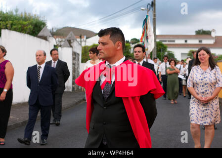 Procession catholique de Saint Vincent Ferreira - Ponta Delgada, Açores Banque D'Images