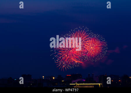 D'artifice dans le ciel de nuit Banque D'Images