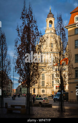 La vieille ville de Dresde, l'église de la dame Banque D'Images