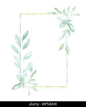 Illustration d'une direction générale de l'usine sous la forme d'un floral frame couleur de feuilles, de forme rectangulaire sur un fond blanc Banque D'Images