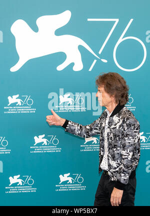 Venise, Italie - 07th Septembre, 2019. Mick Jagger assiste à un photocall pour la première mondiale de "l'Hérésie" orange brûlé pendant le 76e Festival du Film de Venise au Palazzo del Casinò sur Septembre 07, 2019 à Venise, Italie. © Roberto Ricciuti/éveil/Alamy Live News Banque D'Images