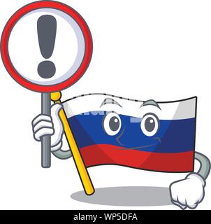 Signe avec mascotte en forme de drapeau russe sur les personnages Illustration de Vecteur