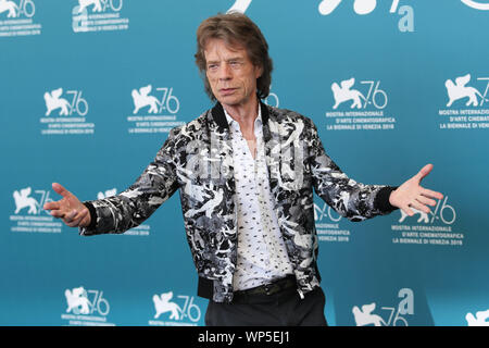 L'Italie, Lido di Venezia, le 7 septembre 2019 : Mick Jagger, leader des Rolling Stones rock band, assiste au photocall de "l'Hérésie" orange brûlé. 76t Banque D'Images