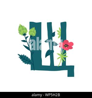 Lettre de l'alphabet russe. Vecteur. Police Cyrillique slave. Belles Lettres couleur dans les plantes et fleurs. La botanique et l'art floral. Logo de décoration. Illustration de Vecteur