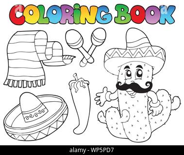 Livre à colorier 2 thème mexicain Illustration de Vecteur