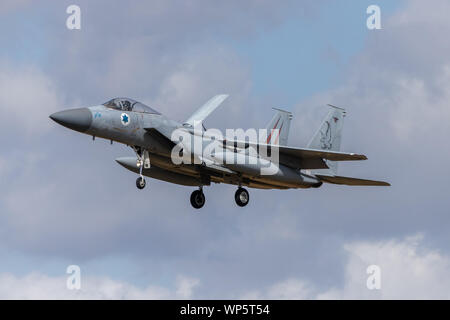 Isreali F-15 Eagle en venant d'atterrir à RAF Waddington en septembre 2019 Banque D'Images