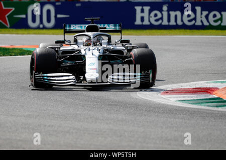 Monza, Italie. Sep 7, 2019. Formula 1 Grand Prix d'Italie - séance de qualifications. Lewis Hamilton de Mercedes AMG Petronas Motorsport lors des qualifications pour le Grand Prix F1 d'Italie Crédit : Marco Canoniero/Alamy Live News Banque D'Images