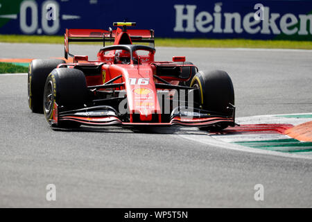 Monza, Italie. Sep 7, 2019. Formula 1 Grand Prix d'Italie - séance de qualifications. Charles Leclerc de la Scuderia Ferrari lors des qualifications pour le Grand Prix F1 d'Italie Crédit : Marco Canoniero/Alamy Live News Banque D'Images
