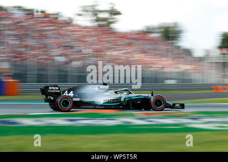 Monza, Italie. Sep 7, 2019. Formula 1 Grand Prix d'Italie - séance de qualifications. Lewis Hamilton de Mercedes AMG Petronas Motorsport lors des qualifications pour le Grand Prix F1 d'Italie Crédit : Marco Canoniero/Alamy Live News Banque D'Images