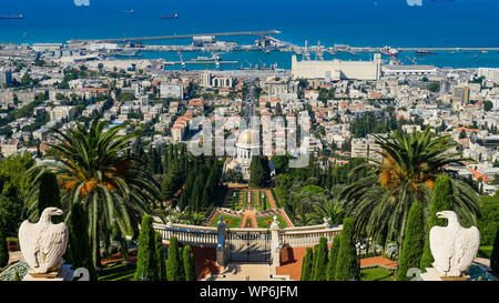 Israël Haifa City park vue du haut de la montagne Banque D'Images