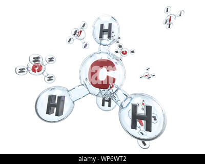 Molécule de méthane de l'image. Arrière-plan de la science. Le rendu 3D Banque D'Images