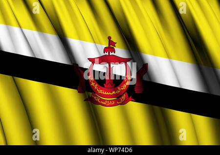 Brunei waving flag illustration. Les pays d'Asie. Parfait pour l'utilisation d'arrière-plan et la texture. Banque D'Images