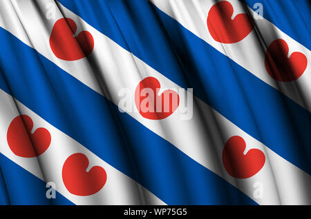 Frisian Flag waving flag illustration. Régions des Pays-Bas. Parfait pour l'utilisation d'arrière-plan et la texture. Banque D'Images