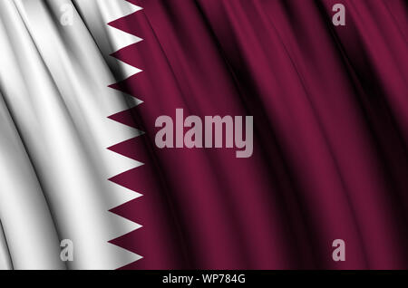 Le Qatar waving flag illustration. Les pays d'Asie. Parfait pour l'utilisation d'arrière-plan et la texture. Banque D'Images