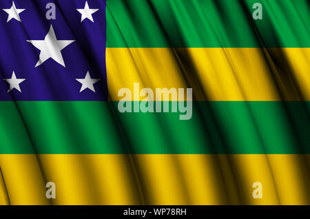 Sergipe waving flag illustration. États du Brésil. Parfait pour l'utilisation d'arrière-plan et la texture. Banque D'Images