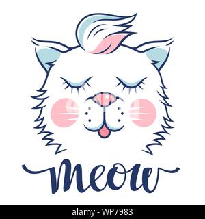 Chat mignon puéril pour t-shirt design. Cute kitten vector illustration Illustration de Vecteur