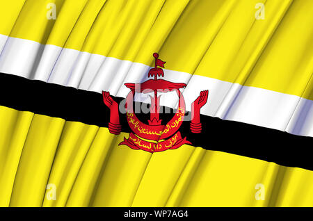 Brunei waving flag illustration. Les pays d'Asie. Parfait pour l'utilisation d'arrière-plan et la texture. Banque D'Images