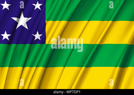 Sergipe waving flag illustration. États du Brésil. Parfait pour l'utilisation d'arrière-plan et la texture. Banque D'Images