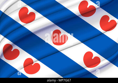 Frisian Flag waving flag illustration. Régions des Pays-Bas. Parfait pour l'utilisation d'arrière-plan et la texture. Banque D'Images