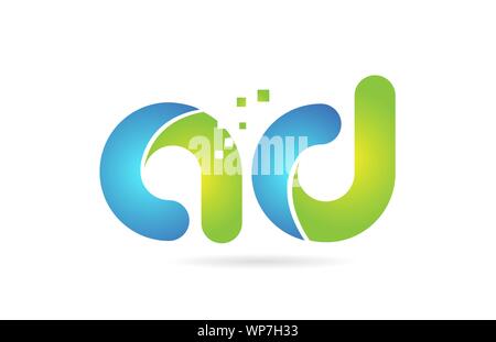 Une annonce d'alphabet vert bleu combinaison lettre logo design adapté pour une société ou entreprise Illustration de Vecteur