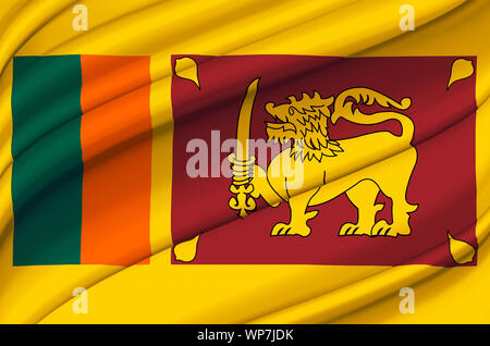 Sri Lanka waving flag illustration. Les pays d'Asie. Parfait pour l'utilisation d'arrière-plan et la texture. Banque D'Images