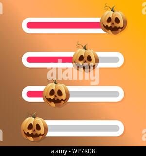 Halloween citrouille, glissière pour l'histoire sociale. Sondage de l'interface vectorielle et commentaire à photo en illustration de réseau Illustration de Vecteur
